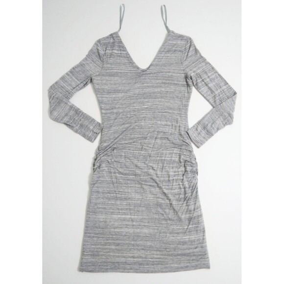 Banana RepublicSize Medium Gray Jersey Knit Long Sleeve Snitty LS Dress Ruched - Picture 6 of 9